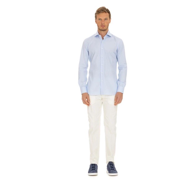 Clear Blue Striped Tailored Cotton Shirt