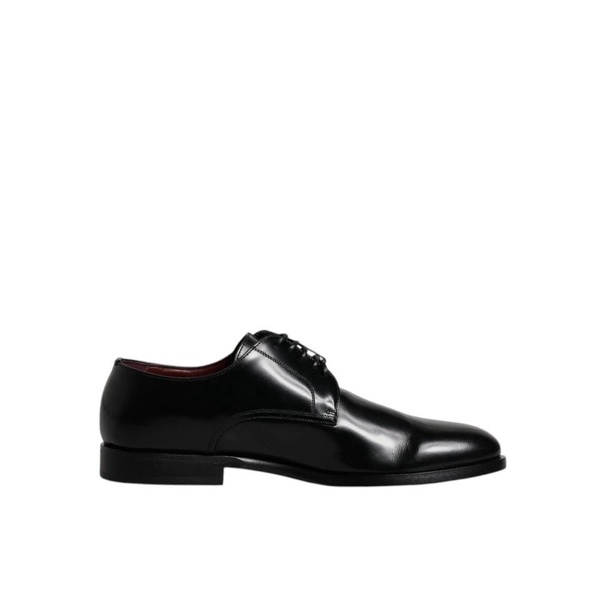 Black Leather Derby Lace Up Shoes