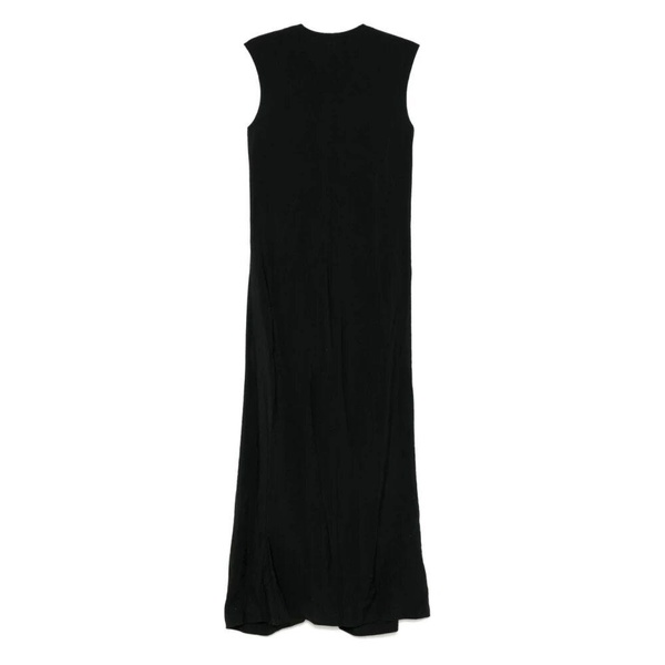 Black Sleeveless Front Button Dress