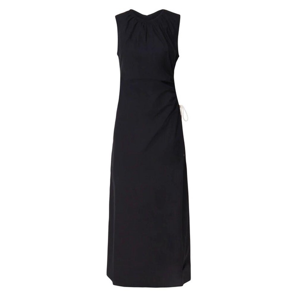 Black Longuette Dress with Round Collar