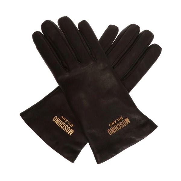 Leather gloves with logo
