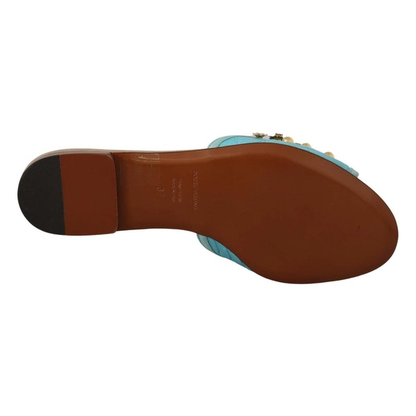 Exquisite Crystal-Embellished Exotic Leather Sandals