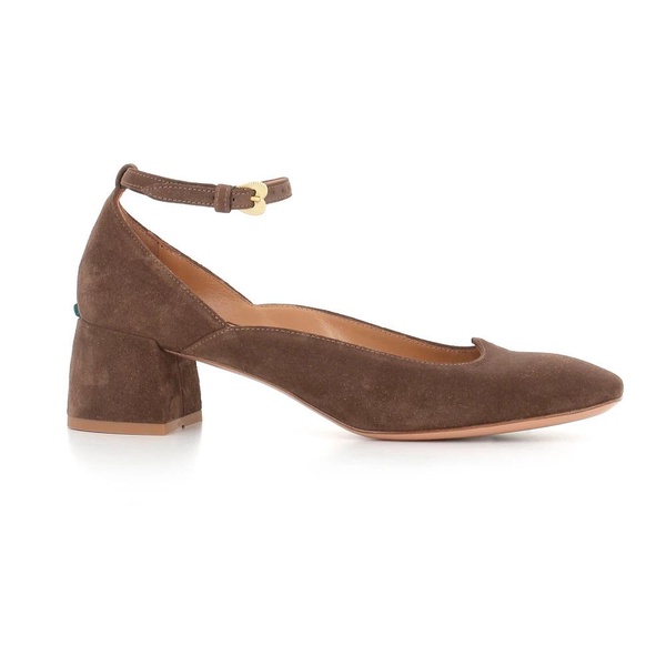Brown Leather Square Toe Heels