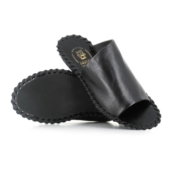Black Leather Sandal Crafted Asymmetrically