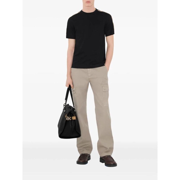 Black Cotton T-shirt with Equestrian Knight