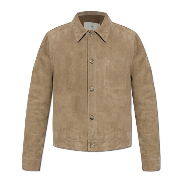 Suede jacket with embossed logo