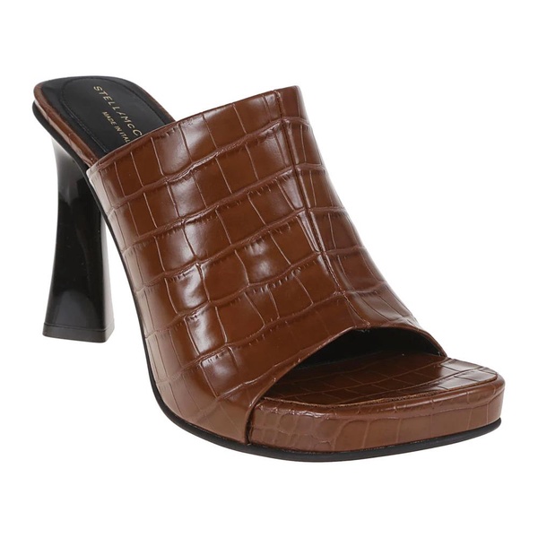 Brown Crocodile Print High Heel Clogs