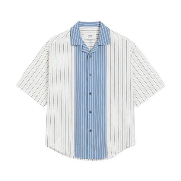 Vertical Striped Camp Collar Shirt