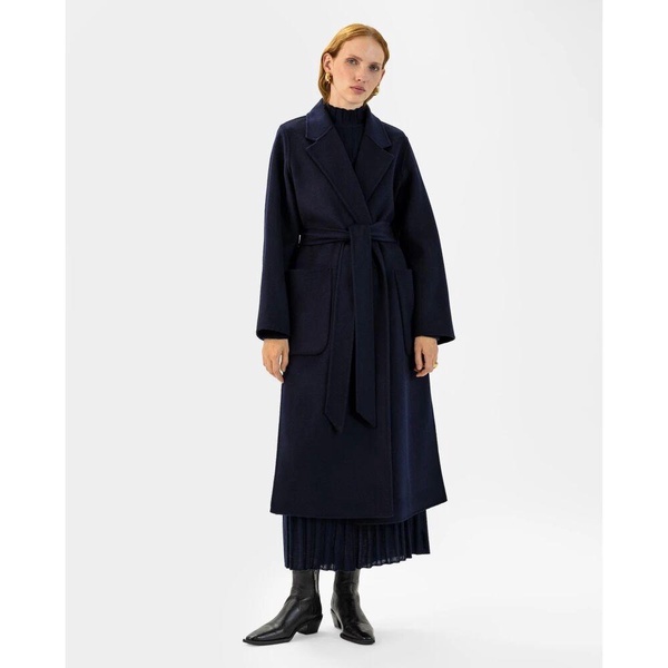 Midi Wool Coat with Belt and Pockets