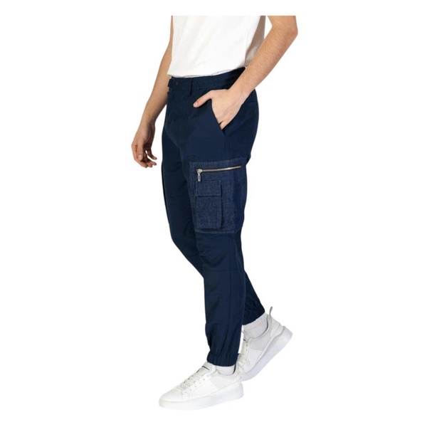 Blue Plain Trousers with Zip Fastening