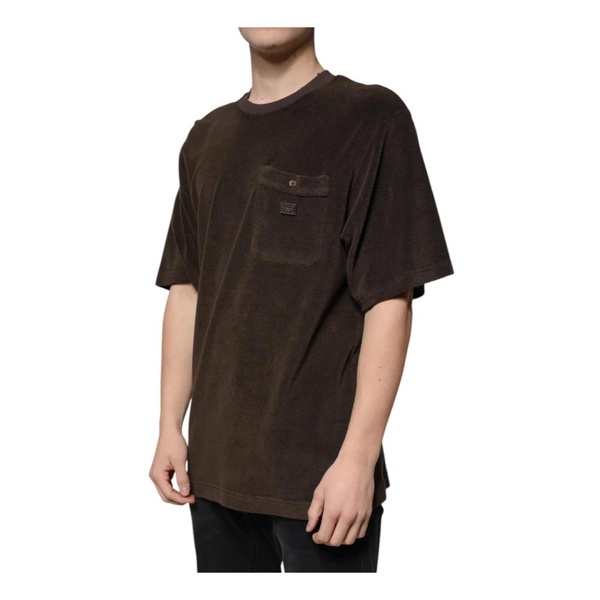 Brown Cotton Crew Neck T-shirt