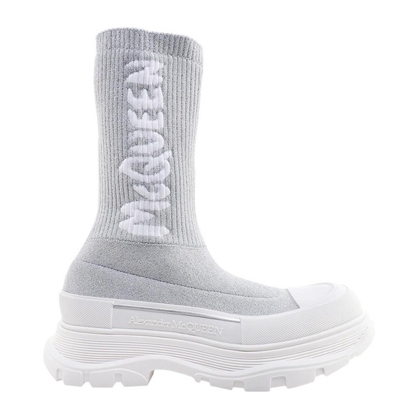 Gray Stretchylon Ankle Boots
