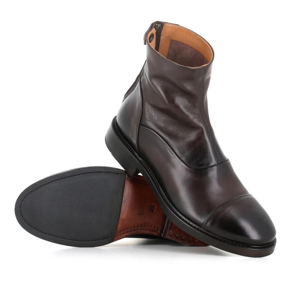 Mahogany Leather Zip Boots