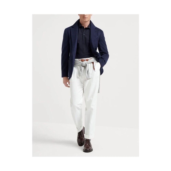 Navy Blue Cotton Polo Sweater