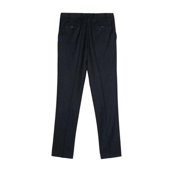 Navy Wool Blend Straight Cut Pants