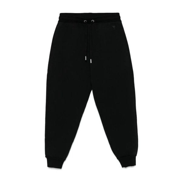 Black Drawstring Trousers Ribbed Ankle