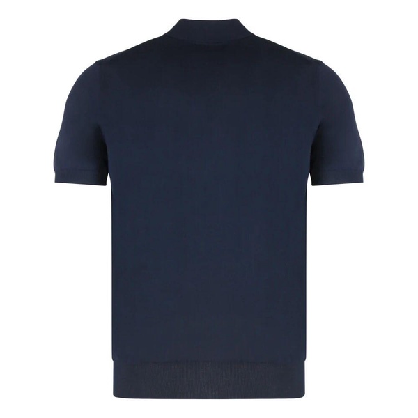 Ribbed Knit Cotton Polo Shirt