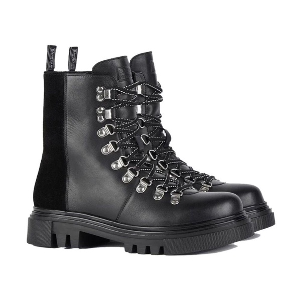 Stylish Black Leather Hiker Boots