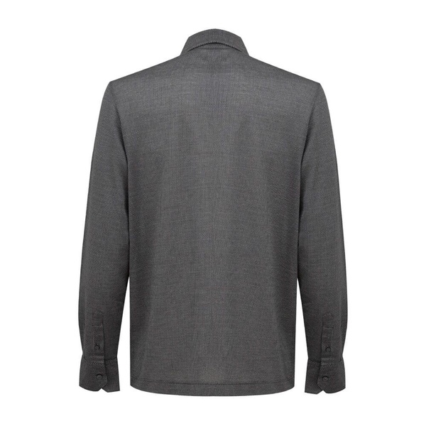 Long Sleeve Gray Piquet Cotton Shirt
