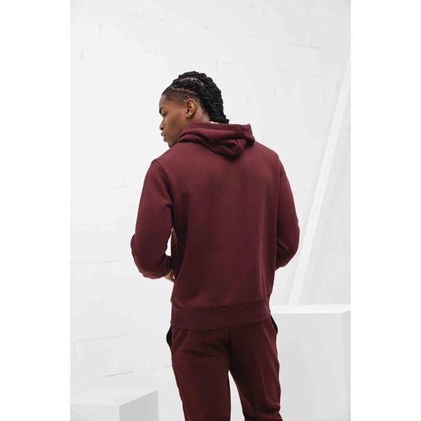 Fleece Hoodie Men Dark Red