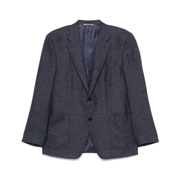 Navy Blue Buttoned Jacket with Pockets
