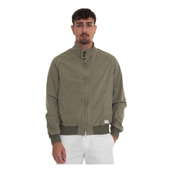 Stone Washed Bomber Jacket with Knit Cuffs