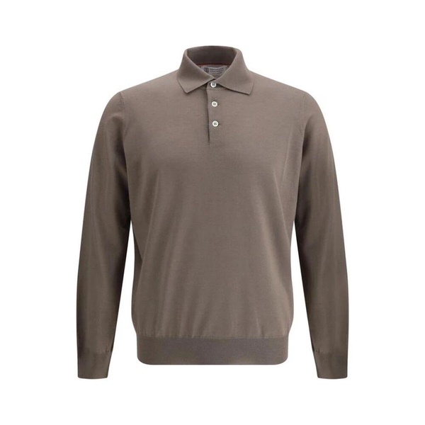 Ribbed Collar Wool Polo Shirt