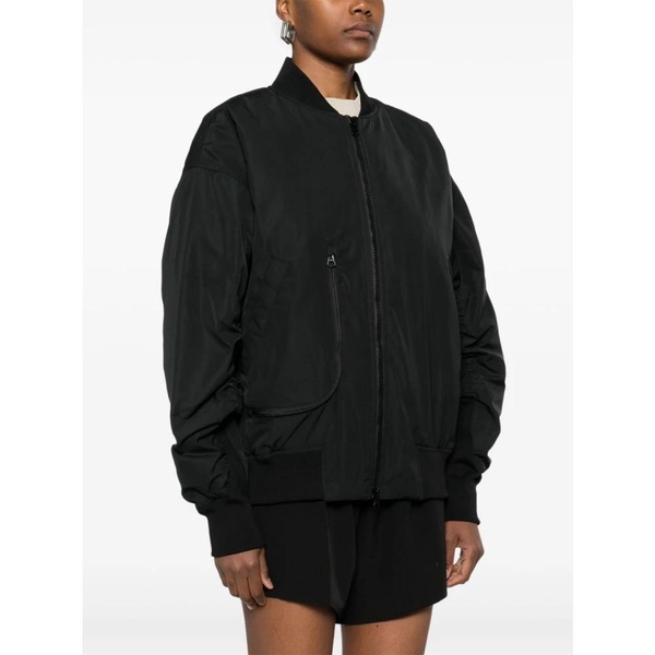 Black Zip Coat with Logo Print