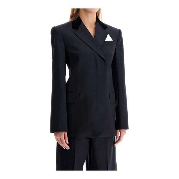 Wool Blazer with Satin Insert