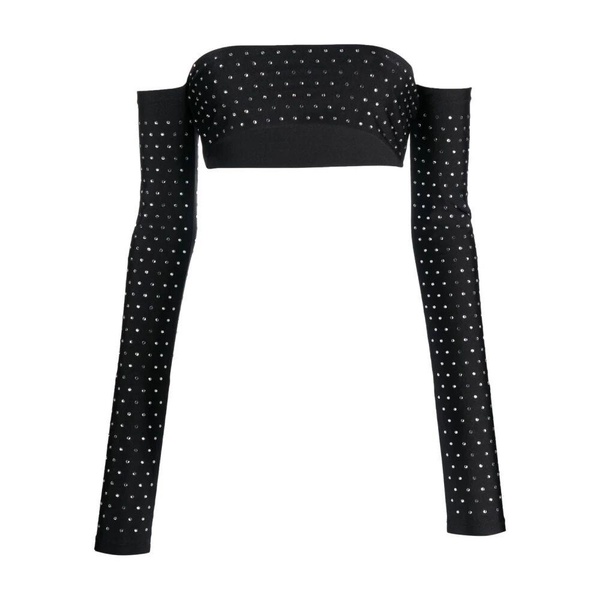 Black Studded Off-Shoulder Top