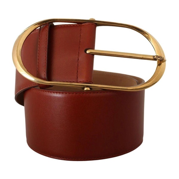 Maroon Leather Belt with Gold Buckle