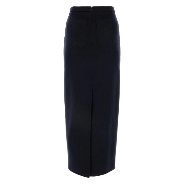 Blue High-Waisted Skirt with Rear Slit