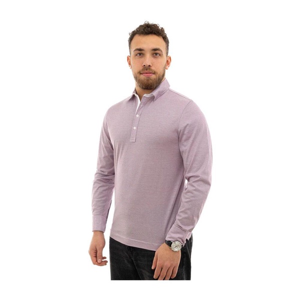 Long Sleeve Pink Polo Shirt