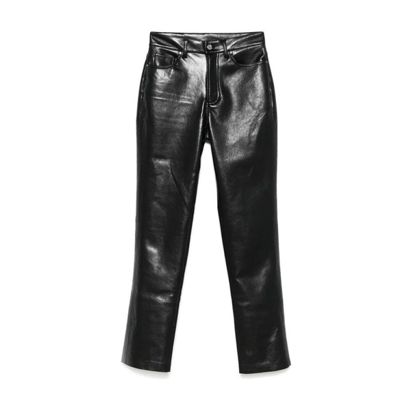 Black Faux Leather High-Waisted Jeans