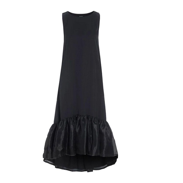 Black A-line Dress with Ruffle Hem