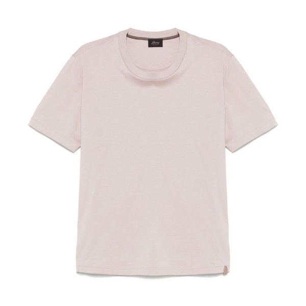 Grey Crewneck T-Shirt with Leather Logo