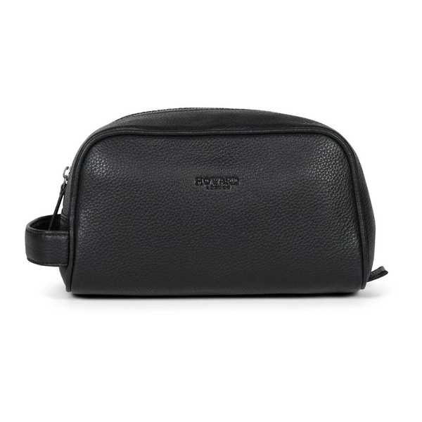 Black Leather Men's Travel Washbag
