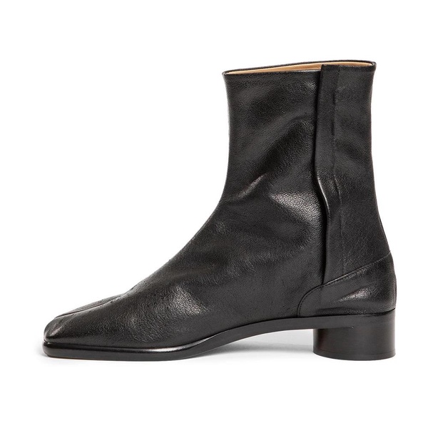 Black Leather Tabi Ankle Boots