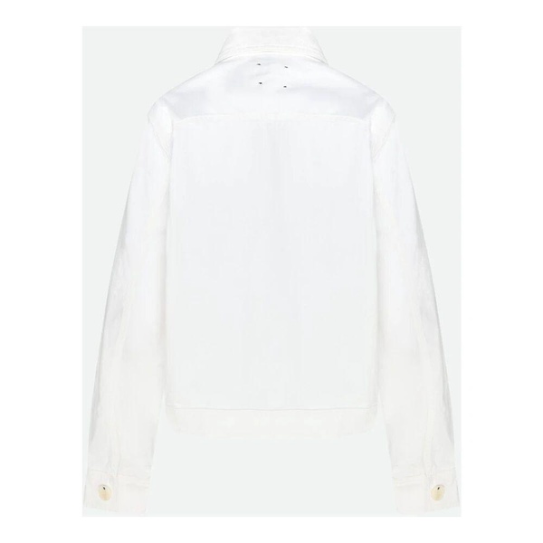 White Ruched Jacket with Button Closure