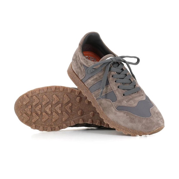 Grey Suede and Fabric Sneakers