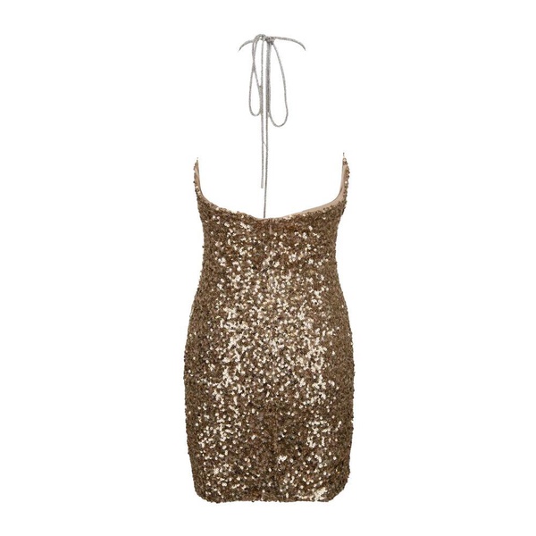Sequin Backless Dress with Halter Neck