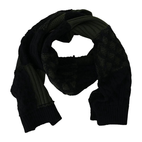 Elegant Wool Scarf in Black & Green