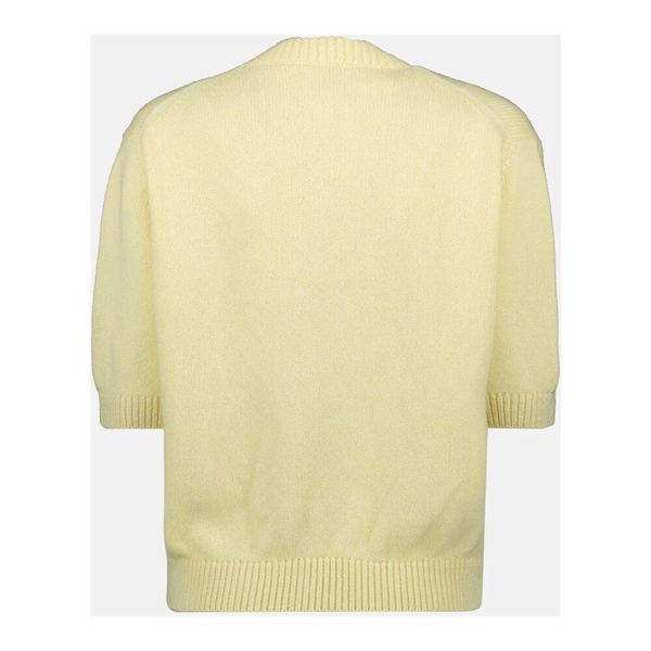 Short Sleeve Yellow Cashmere Sweater