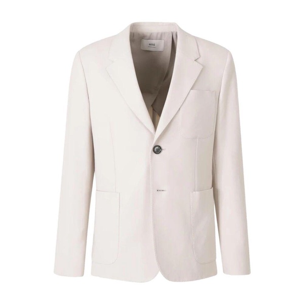 Beige Button Jacket with Patch Pockets