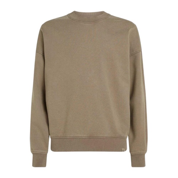Beige Cotton Sweatshirt with Round Neck