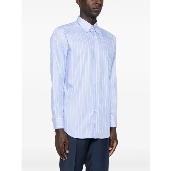 Striped Shirt Light Blue Button Front Long Sleeve
