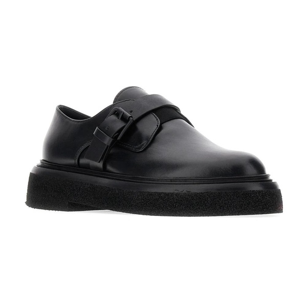 Black Leather Monk Strap Buckle Shoes