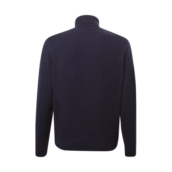Blue Merino Wool Turtleneck Sweater