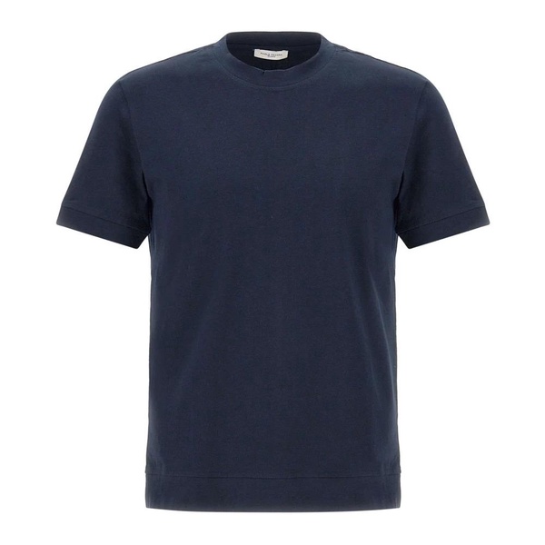 Men's Blue Cotton T-shirt with Logo Label