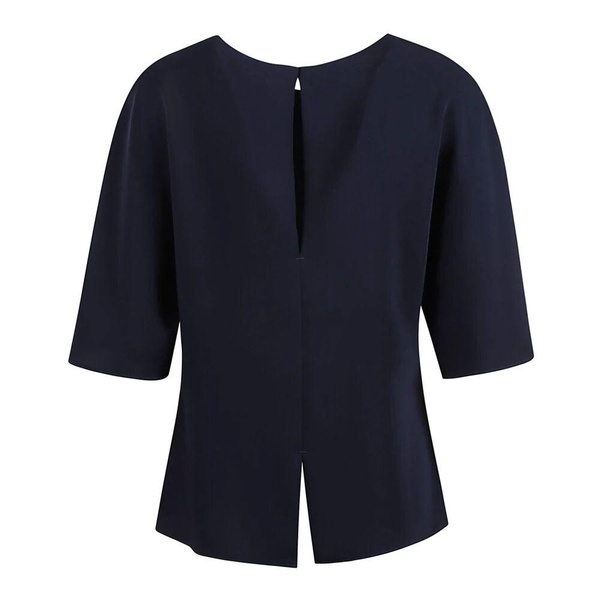 Blue Silk Blouse with Short Sleeves